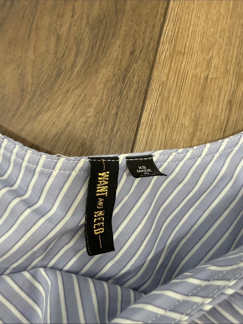 NWT Want & Need Striped One-Shoulder Ruffle Top - Blue - Picture 4 of 5